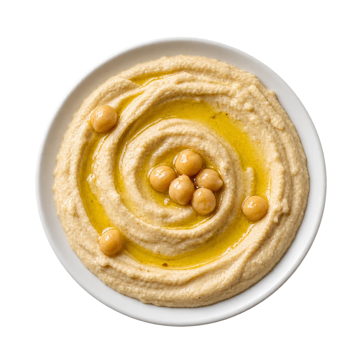 Hummus aus Kichererbsen, Tahini, Olivenöl, Knoblauch und Zitrone